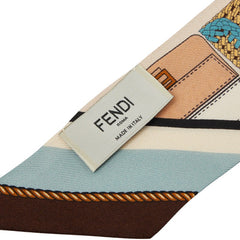 フェンディ ラッピー FFロゴ マバケット プリント スカーフ ベージュ マルチカラー シルク レディース FENDI 【中古】