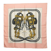 エルメス カレ90 BRIDES de GALA 式典用の馬勒 スカーフ ピンク アイボリー シルク レディース HERMES 【中古】