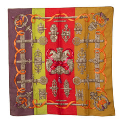 エルメス カレ60 鉄細工 Ferronnerie スカーフ マルチカラー シルク レディース HERMES 【中古】