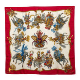 エルメス カレ90 太陽王の祝祭 Les Fêtes du Roi Soleil スカーフ レッド アイボリー シルク レディース HERMES 【中古】