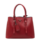 プラダ 三角ロゴプレート トートバッグ ハンドバッグ レッド サフィアーノレザー レディース PRADA 【中古】