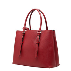 プラダ 三角ロゴプレート トートバッグ ハンドバッグ レッド サフィアーノレザー レディース PRADA 【中古】