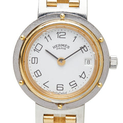 エルメス クリッパー 腕時計 CL4.220 クオーツ ホワイト文字盤 ステンレススチール レディース HERMES 【中古】