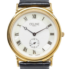 セリーヌ 腕時計 H2903-3 クオーツ ホワイト文字盤 ステンレススチール メッキ レザー レディース CELINE 【中古】