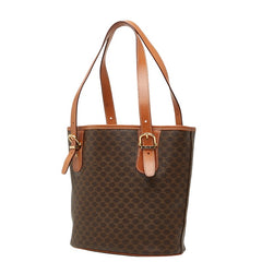 セリーヌ マカダム トートバッグ ハンドバッグ MC98 ブラウン PVC レザー レディース CELINE 【中古】