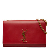 サンローラン ケイト 斜め掛け チェーン ショルダーバッグ レッド ゴールド レザー レディース SAINT LAURENT 【中古】