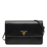 プラダ 斜め掛け ショルダーバッグ 1BP016 ネロ ブラック ヴィッテロムーブレザー レディース PRADA 【中古】