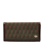 フェンディ ズッカ 長財布 2289-8M0000 カーキ系 ブラウン キャンバス レザー レディース FENDI 【中古】