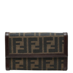 フェンディ ズッカ 長財布 2804-30858 ブラウン キャンバス レザー レディース FENDI 【中古】