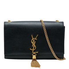 サンローラン ケイト 斜め掛け チェーン ショルダーバッグ ブラック ゴールド レザー レディース SAINT LAURENT 【中古】