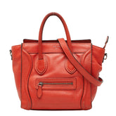 セリーヌ ラゲージ ナノショッパー ハンドバッグ ショルダーバッグ 2WAY 168243 レッド レザー レディース CELINE 【中古】