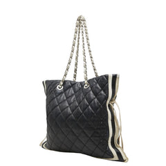 シャネル ココマーク マトラッセ チェーン ショルダー トートバッグ ネイビー ラムスキン レディース CHANEL 【中古】