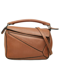 ロエベ アナグラム パズルバッグミニ ハンドバッグ ショルダーバッグ 2WAY ブラウン レザー レディース LOEWE 【中古】