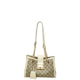 グッチ GGスプリーム パドロック チェーン ショルダーバッグ 498156 ベージュ アイボリー レザー PVC レディース GUCCI 【中古】