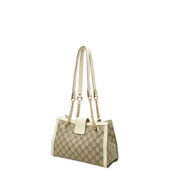 グッチ GGスプリーム パドロック チェーン ショルダーバッグ 498156 ベージュ アイボリー レザー PVC レディース GUCCI 【中古】