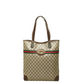 グッチ オールドグッチ GGスプリーム シェリーライン トートバッグ ショルダーバッグ ベージュ ブラウン PVC レザー レディース GUCCI 【中古】