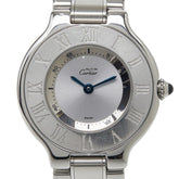 カルティエ マスト21 腕時計 1340 クオーツ シルバー文字盤 ステンレススチール レディース CARTIER 【中古】