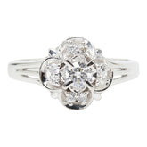 Pt900 プラチナ ダイヤモンド ダイヤ0.12ct ダイヤ0.10ct フラワーモチーフ リング 指輪 レディース 8号 【中古】