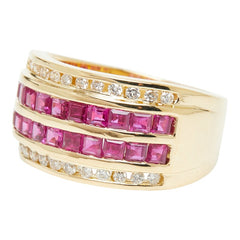 K18YG イエローゴールド ルビー ダイヤモンド ルビー1.70ct ダイヤ0.27ct リング 指輪 レディース 14号 【中古】