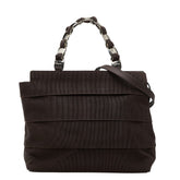 サルヴァトーレフェラガモ ヴァラ チェーン ハンドバッグ AU-21 6689 ダークブラウン ナイロン レザー レディース Salvatore Ferragamo 【中古】