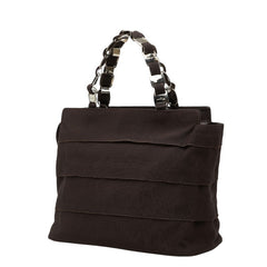 サルヴァトーレフェラガモ ヴァラ チェーン ハンドバッグ AU-21 6689 ダークブラウン ナイロン レザー レディース Salvatore Ferragamo 【中古】