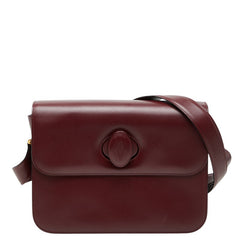 カルティエ マストライン 斜め掛け ショルダーバッグ ワインレッド ボルドー レザー レディース CARTIER 【中古】