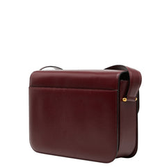 カルティエ マストライン 斜め掛け ショルダーバッグ ワインレッド ボルドー レザー レディース CARTIER 【中古】