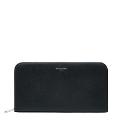 サンローラン ラウンドファスナー 長財布 328558 ブラック シルバー レザー メンズ SAINT LAURENT 【中古】