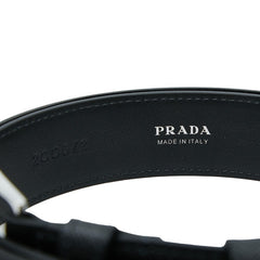 プラダ 三角ロゴプレート サフィアーノ ベルト サイズ110/44 2CC672 ブラック シルバー レザー メタル メンズ PRADA 【中古】