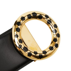 カルティエ パンテール パンサー ラウンド バックルベルト ブラック ゴールド レザー メンズ CARTIER 【中古】