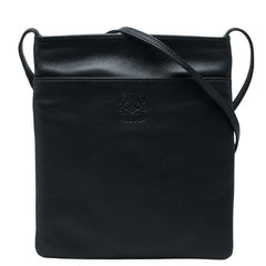ロエベ アナグラム 斜め掛け ショルダーバッグ ポシェット ブラック レザー レディース LOEWE 【中古】