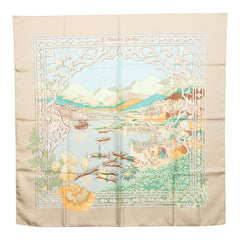 エルメス カレ90 Le Fleuve Sacré 聖なる大河 スカーフ ベージュ マルチカラー シルク レディース HERMES 【中古】
