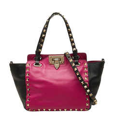 ヴァレンティノ ロックスタッズ ハンドバッグ ショルダーバッグ 2WAY ピンク ブラック レザー レディース VALENTINO 【中古】