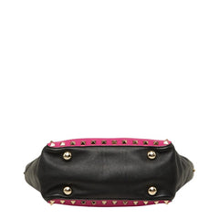 ヴァレンティノ ロックスタッズ ハンドバッグ ショルダーバッグ 2WAY ピンク ブラック レザー レディース VALENTINO 【中古】