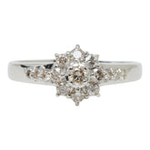 Pt900 プラチナ ダイヤモンド ダイヤ0.50ct フラワーモチーフ リング 指輪 レディース 16号 【中古】
