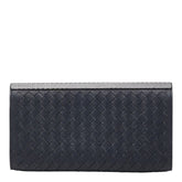 ボッテガヴェネタ L字ファスナー 長財布 ネイビー レザー パイソン レディース BOTTEGAVENETA 【中古】