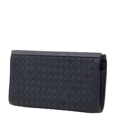 ボッテガヴェネタ L字ファスナー 長財布 ネイビー レザー パイソン レディース BOTTEGAVENETA 【中古】