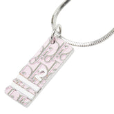 ディオール トロッター ロゴプレート チェーン ペンダント ネックレス シルバー ピンク メタル レディース Dior 【中古】