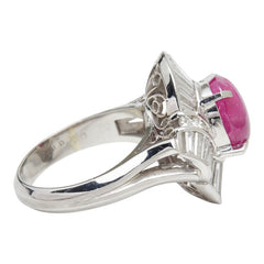 Pt900 プラチナ ルビー ルビー4.19ct ダイヤ2.08ct フラワーモチーフ リング 指輪 レディース 13.5号 【中古】