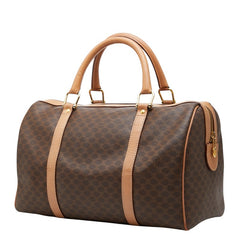 セリーヌ マカダム ハンドバッグ ボストンバッグ ブラウン PVC レザー レディース CELINE 【中古】