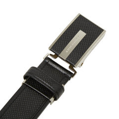 バーバリー ロゴ 型押 オートロック式 ベルト ブラック レザー メンズ BURBERRY 【中古】