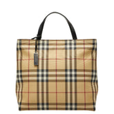 バーバリー ノバチェック ハンドバッグ ベージュ ブラック PVC レザー レディース BURBERRY 【中古】