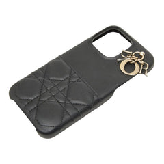 ディオール カナージュ レディディオール 6.7インチ ProMAX系 iPhoneケース スマホケース ブラック レザー レディース Dior 【中古】