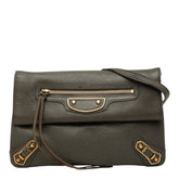 バレンシアガ クラシック メタリック エンベロープ ショルダーバッグ 2WAY クラッチバッグ 451483 グレー レザー レディース BALENCIAGA 【中古】
