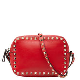 ヴァレンティノ ロックスタッズ 斜め掛け ショルダーバッグ レッド レザー レディース VALENTINO 【中古】