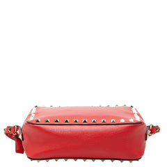 ヴァレンティノ ロックスタッズ 斜め掛け ショルダーバッグ レッド レザー レディース VALENTINO 【中古】