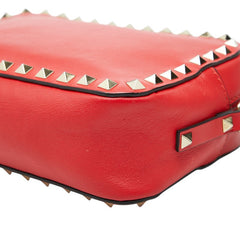 ヴァレンティノ ロックスタッズ 斜め掛け ショルダーバッグ レッド レザー レディース VALENTINO 【中古】