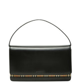 バーバリー ノバチェック ワンハンドルバッグ ハンドバッグ ブラック レザー レディース BURBERRY 【中古】