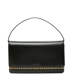 バーバリー ノバチェック ワンハンドルバッグ ハンドバッグ ブラック レザー レディース BURBERRY 【中古】