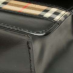 バーバリー ノバチェック ワンハンドルバッグ ハンドバッグ ブラック レザー レディース BURBERRY 【中古】